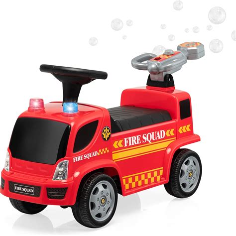 COSTWAY Camion de Pompiers à Pousser pour Enfants Voiture à Pousser