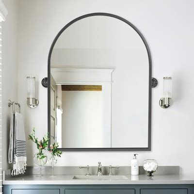 Dovelina Modern Arched Metal Frame Mirror Pivot Wall Mirror Bathroom