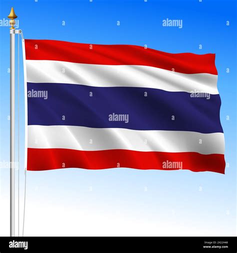 Thailand Official National Waving Flag Asiatic Country Vector