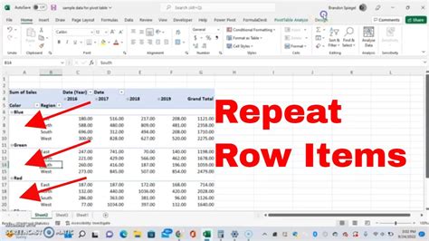 How To Repeat Field Values In Pivot Table Templates Sample Printables