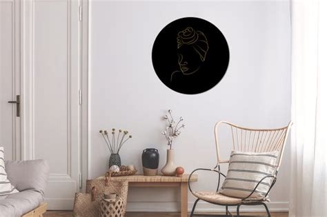 WallCircle Muurstickers Behangcirkel Vrouw Hoofddoek Goud