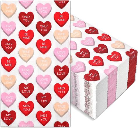 Amazon Skyygemm Sheets Valentine S Day Guest Napkins Red Pink