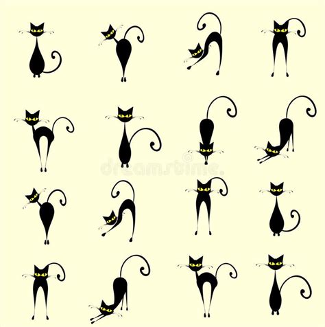 Silhuetas Dos Gatos Ilustra Es Vetores E Clipart De Stock