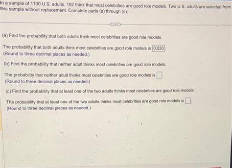 Solved N A Sample Of U S Adults Think That Most Chegg