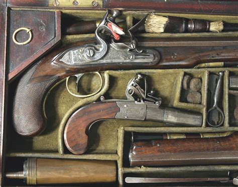 Cased Pair Of Flintlock Dueling Pistols And Seconds Pistols Vallejo