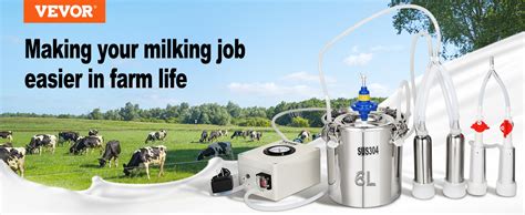 Vevor Goat Milking Machine L Stainless Steel Bucket Electric