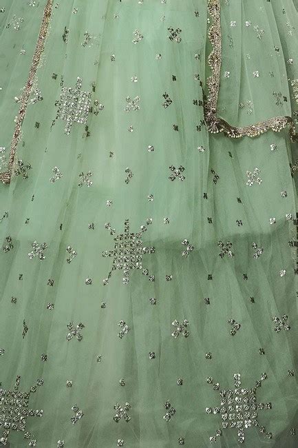 Net Lehenga Choli With Embroidery In Pastel Green UK Lc2496