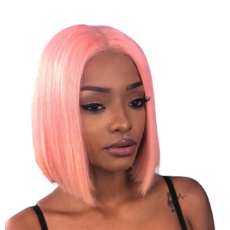 10 Inch Pink Full Frontal Straight Bob Cut Brazilian Hair Wig Shop Today Get It Tomorrow