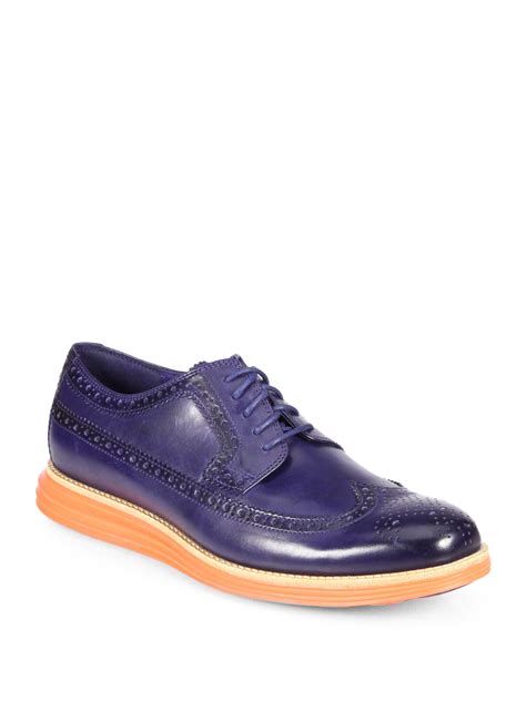 Lyst Cole Haan Lunargrand Long Lace Up Wingtips In Blue For Men