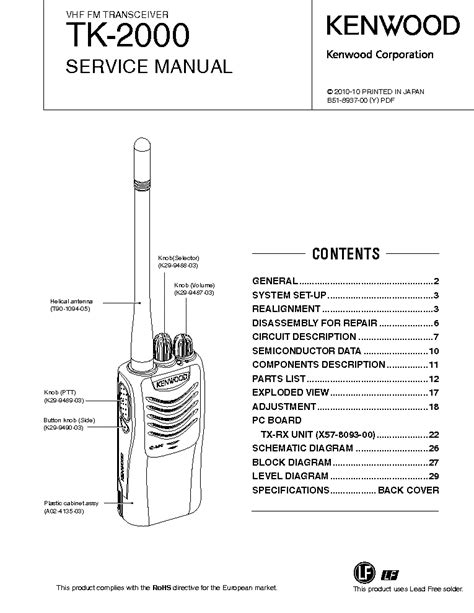 KENWOOD TK-2000 TRANSCEIVER Service Manual download, schematics, eeprom, repair info for ...