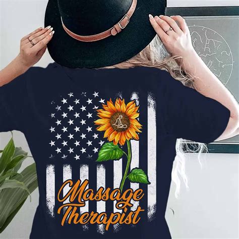 Massage Therapist Sunflower American Flag Fridaystuff