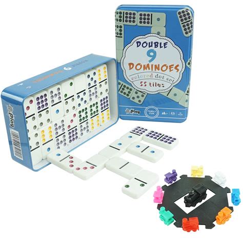 Amazon PUREPLAY Classic Double 9 Color Dot Dominoes Game Set 55