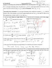 AP Calculus BC Alternating Series Error And Error Bounds Course Hero