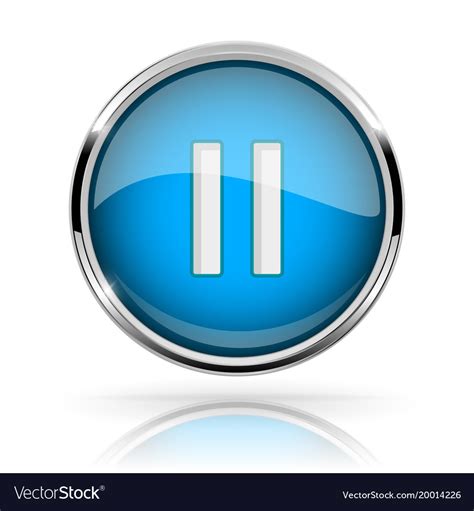 Blue Round Media Button Pause Button Shiny Icon Vector Image