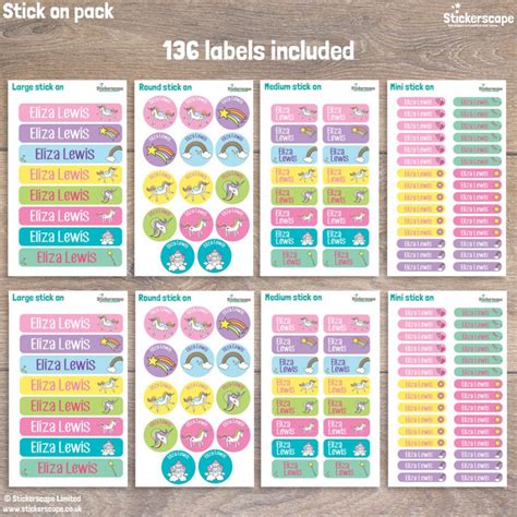 Unicorn Stick On Name Labels Stick On Name Labels Stickerscape UK