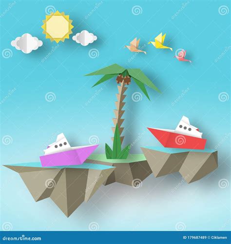 Origami Steamship Cartoon Vector | CartoonDealer.com #30516435
