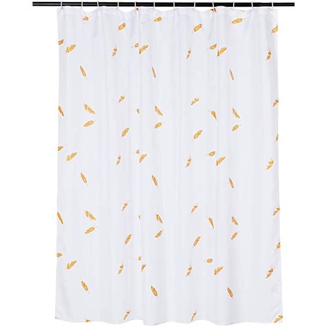 Amazonbasics Polyester Printed Gold Foil Feathers Shower Curtain