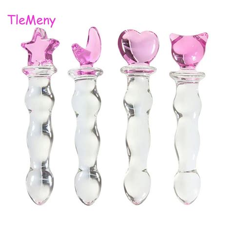 Cute Pink Smooth Crystal Glass Anal Plug Vaginal Anal Beads Dildos Plug