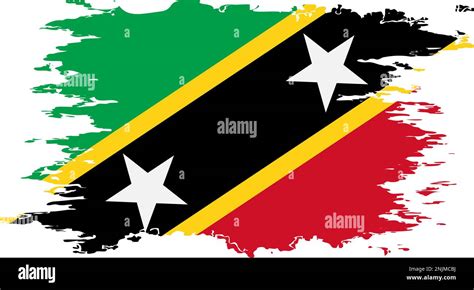 Saint Kitts And Nevis Flag Grunge Brush Color Image Vector Stock