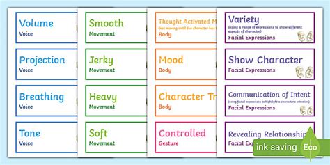 Techniques For Improvisation In Drama Word Cards