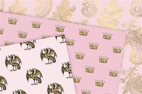 Pink And Gold Princess Digital Paper Seamless Pink And Gold Etsy