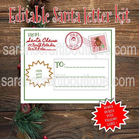 Editable Santa Lettersofficial Santa Letters Instant Etsy