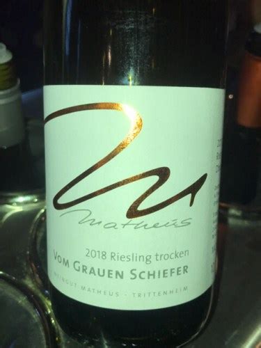 Weingut Matheus Vom Grauen Schiefer Riesling Trocken Vivino Us