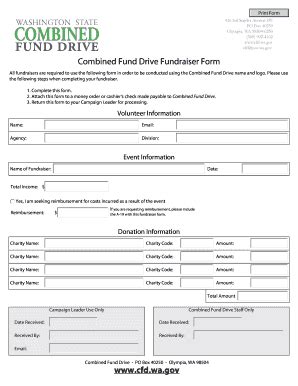 Fillable Online Sos Wa Combined Fund Drive Fundraiser Form Cfd Wa