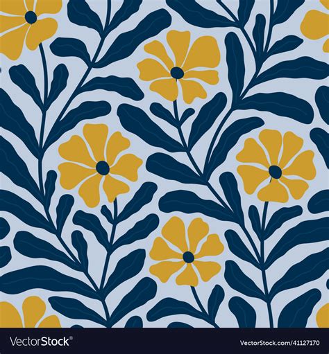 Blue background with yellow flowers Royalty Free Vector