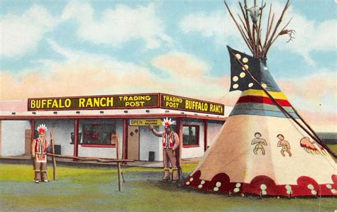 Afton Oklahoma Buffalo Ranch Teepee Route 66 Postcard Aa59486 Mary L