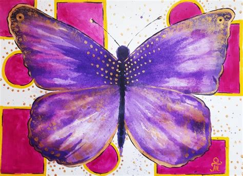 Purple butterfly Painting by Tatyana Orlovetskaya | Saatchi Art