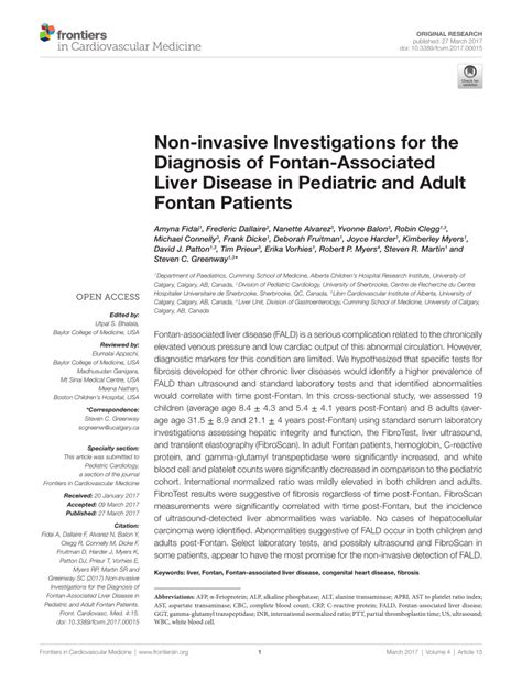 Pdf Non Invasive Investigations For The Diagnosis Of Fontan Associated Liver Disease In