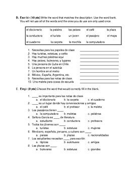 Spanish Unit Test Ser And School By La Clase Favorita Tpt