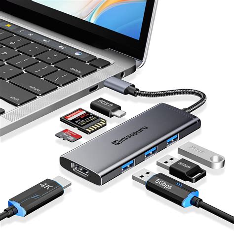 Buy Minisopuru Usb C To Usb Hub 7 In 1 Usb C Hub Multiport Adapter With 3 Usb304k Hdmi100w