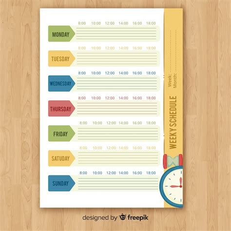 Plantilla Adorable De Horario Semanal Con Estilo Colorido Vector Gratis