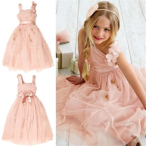 Beauty Light Pink Tulle Flower Girl Dresses Wedding Gowns Beaded