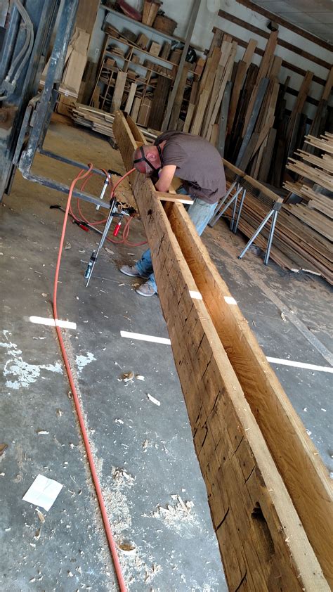 Hand Hewn Beam In The Process Of Being Hollowed Out Hand Hewn Beams