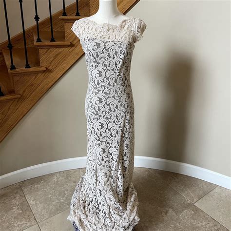 Tadashi Shoji Lace Dress Size Gown Worn Depop