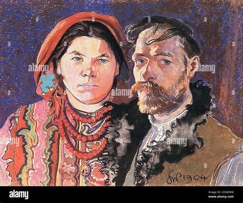 Wyspianski Stanislaw Self Portrait With Wife Polish School Stock