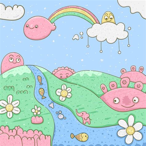 Premium Vector Hand Drawn Doodle Spring Children Illustration