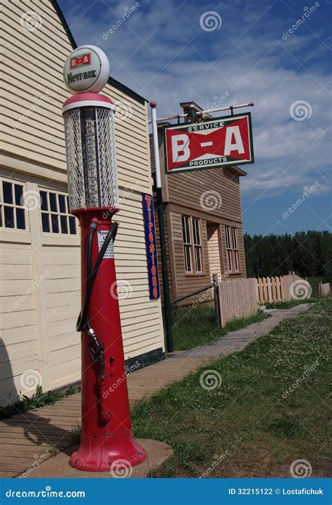 Antique Gas Pump With Ba Sign At Ukranian Village Editorial Photography