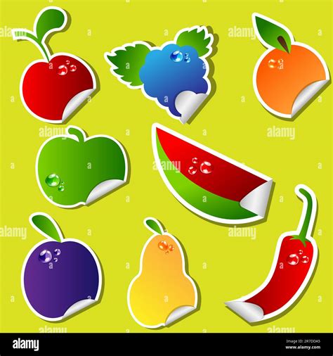 Vector Fruit Sticker Set Stock Vector Image And Art Alamy