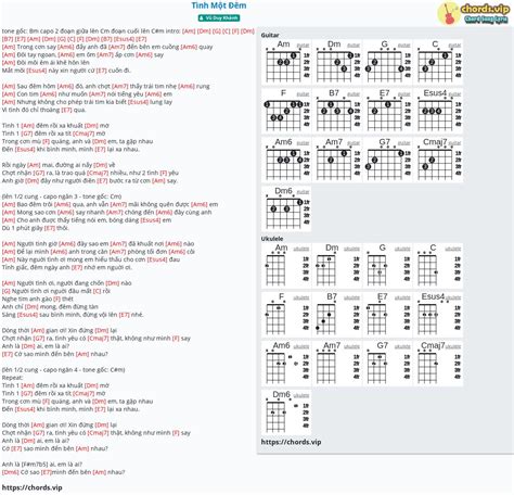 Chord Tình Một Đêm Vũ Duy Khánh Tab Song Lyric Sheet Guitar Ukulele Chordsvip