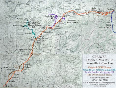 Map Of The Donner Route Placer Sierra Railroad Heritage Society