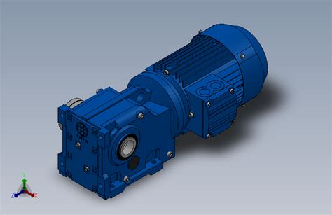 Khfy系列斜齿轮 伞齿轮减速电机 Khf37 556╱y263 4╱m1╱r╱a Solidworks 2018模型图纸下载