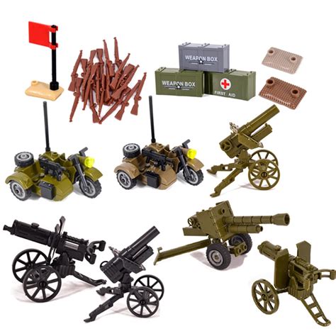 MOC Askeri WW2 Sava Topu Howitzer Ye Il A R Makine Silah Oyuncaklar Yap