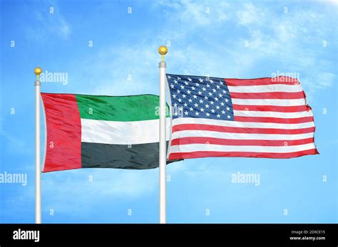 United States Of America Vs United Arab Emirates Flag Hi Res Stock