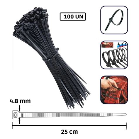 Abraçadeira Kit 100 Nylon Enforca Gato 4 8x250mm Ferramenta