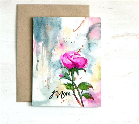 Watercolor Painting Mothers Day Card Floralhand Painted Original