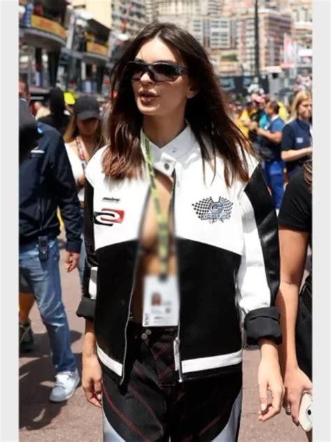 Emily Ratajkowski F1 Monaco Gp Leather Jacket